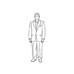 Standing posture of man sketch – standing man silhouette – standing man vector – standing man doodle – standing pose illustration – standing man line art

