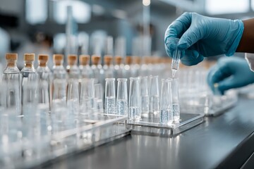 Laboratory Experiment with Glass Vials and Droplet Pipette Handling