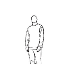 Standing man silhouette – standing man vector – standing man doodle – standing pose illustration – standing man line art

