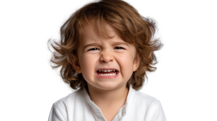 Child showing playful, expressive emotions isolated on white transparent background PNG