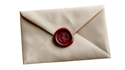 Elegant envelope with wax seal isolated on transparent background -PNG