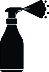 spray bottle with mist on white background  