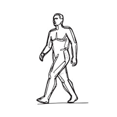 Vector man striding ahead – walking man silhouette – walking man vector – walking man doodle – walk illustration – walking man line art

