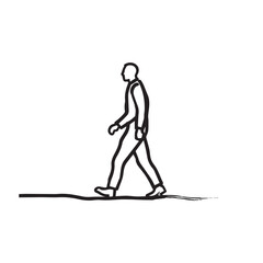 Everyday walk illustration – walking man silhouette – walking man vector – walking man doodle – walk illustration – walking man line art

