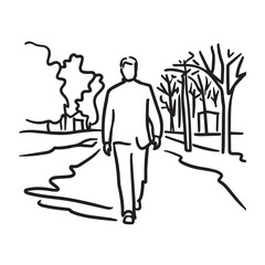 Dynamic walking man design – walking man silhouette – walking man vector – walking man doodle – walk illustration – walking man line art

