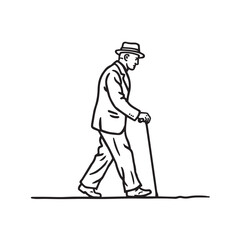 Fototapeta premium Man in stride vector artwork – walking man silhouette – walking man vector – walking man doodle – walk illustration – walking man line art