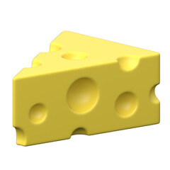 Cheese 3D icon on transparent