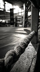 Boxing ring ropes in gym