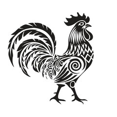 Decorative Rooster with Ethnic Tribal Style