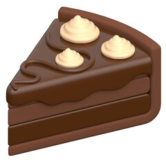 Chocolate cake 3D icon on transparent
