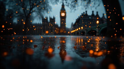Fototapeta premium Rainy London night view