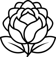 Peony icon line art vector on transparent background