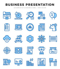 Vector icons set of Business Presentation. Two Color style Icons.