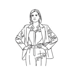 Elegant executive woman outline art – business woman silhouette – business woman vector – business woman doodle – office illustration – business woman line art


