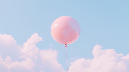 Obraz premium A vibrant pink balloon floats gracefully in a clear blue sky.