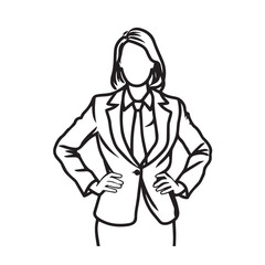 Female office worker line illustration – business woman silhouette – business woman vector – business woman doodle – office illustration – business woman line art


