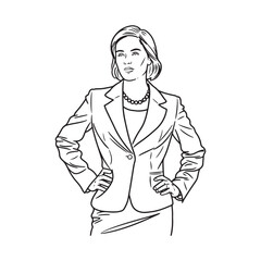 Career woman minimal outline art – business woman silhouette – business woman vector – business woman doodle – office illustration – business woman line art

