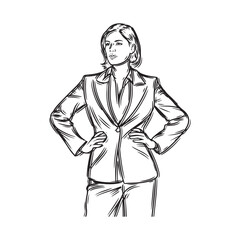 Elegant line art of office lady – business woman silhouette – business woman vector – business woman doodle – office illustration – business woman line art

