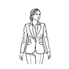 Vector illustration of female entrepreneur – business woman silhouette – business woman vector – business woman doodle – office illustration – business woman line art

