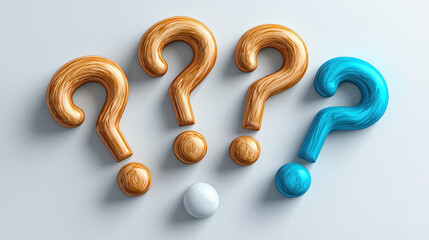 Colorful question marks arranged artistically on a light background