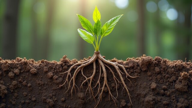 Plant seedling root system display diagram