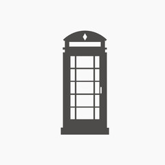 British telephone box icon vector illustration for London travel designs. telephone booth icon