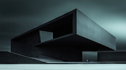 Obraz premium Modern, minimalist architectural structure in a muted gray palette.