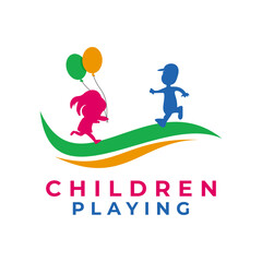 Kids simple logo design icon vector