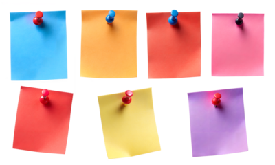 Note Papers, Collection of Different Color Sheets of Note Papers Ready for Your Message Transparent Background
