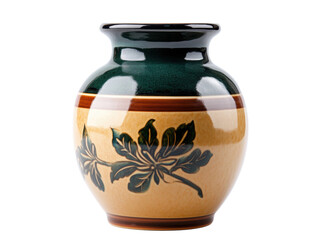 Elegant ceramic vase with leaf design for home decor purposes, cut out