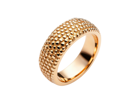 Elegant gold ring with textured design for jewelry collection, cut out