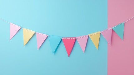 Fototapeta premium Celebrate With Colorful Triangle Flag Garland for Festive Parties