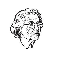 Old Woman Silhouette - Simple Vector Portrait - old woman silhouette - old woman vector - old woman doodle - woman illustration - old woman line art

