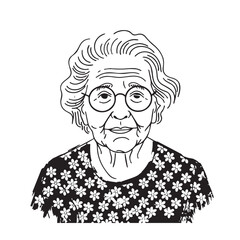 Old Woman Silhouette - Graceful Outline Sketch - old woman silhouette - old woman vector - old woman doodle - woman illustration - old woman line art

