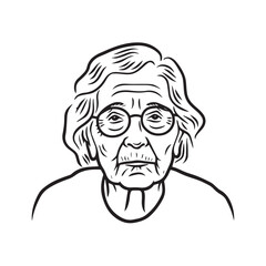 Old Woman Silhouette - Stylized Doodle Design - old woman silhouette - old woman vector - old woman doodle - woman illustration - old woman line art

