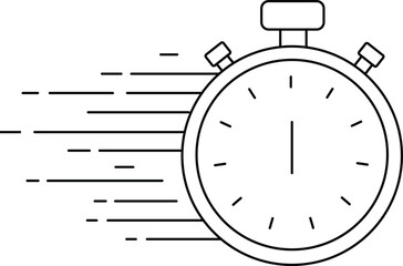 Time, Speed, Deadline fast stopwatch icon symbolizing urgent schedule quick performance rapid delivery task efficiency timing countdown illustration line art clipart minimal workflow productivity icon