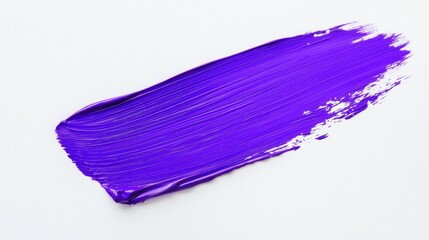 Purple brush stroke of oil paint isolated on white background. Hand drawing brush line. Colorful realistic modern design element