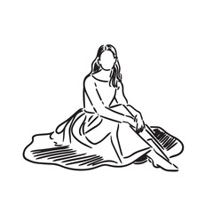 Sitting Woman Silhouette - Trendy Digital Vector Art - sitting woman silhouette - sitting woman vector - sitting woman doodle - woman illustration - sitting woman line art

