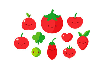Vegetables and Fruits Illustration Set Vector Design
