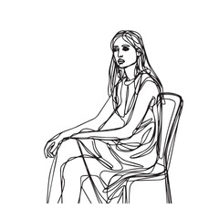 Sitting Woman Silhouette - Stylish Female Line Drawing - sitting woman silhouette - sitting woman vector - sitting woman doodle - woman illustration - sitting woman line art

