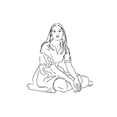 Sitting Woman Silhouette - Artistic Woman Outline - sitting woman silhouette - sitting woman vector - sitting woman doodle - woman illustration - sitting woman line art

