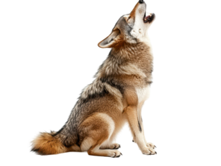 Isolated Coyote Howling Upward