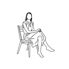 Sitting Woman Silhouette - Relaxed Pose Vector Art - sitting woman silhouette - sitting woman vector - sitting woman doodle - woman illustration - sitting woman line art

