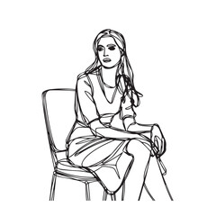 Sitting Woman Silhouette - Modern Artistic Outline - sitting woman silhouette - sitting woman vector - sitting woman doodle - woman illustration - sitting woman line art

