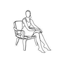 Sitting Woman Silhouette - Elegant Digital Line Sketch - sitting woman silhouette - sitting woman vector - sitting woman doodle - woman illustration - sitting woman line art

