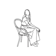 Sitting Woman Silhouette - Minimalist Vector Outline - sitting woman silhouette - sitting woman vector - sitting woman doodle - woman illustration - sitting woman line art

