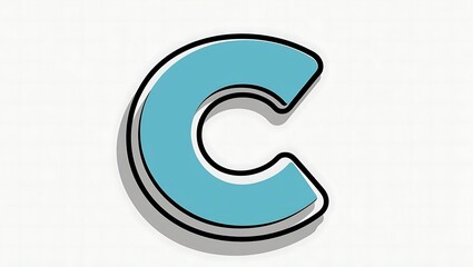 Stylized letter C with bold outlines and soft shadows, set against a simple, lightly textured white background. Modern and graphic.