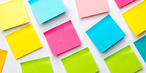 vibrant Colorful Sticky Notes Arranged in a Neat Grid on White Background
