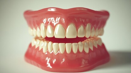 Fototapeta premium Close-up of a Realistic Dental Model: Perfect Teeth and Gums