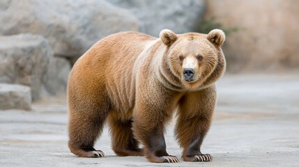 Brown bear stands in enclosure